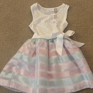The Children's Place Lace Top Dress with Pastel Stripes
